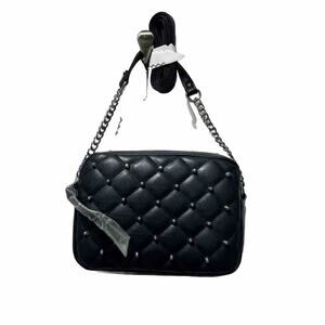 Rebecca Minkoff Black Quilted Studded Crossbody Bag NWT Chain Strap Vegan Leathe
